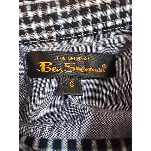 Ben Sherman Mens Black & White Checkered Button-Up Shirt 100% Cotton Size S - Picture 3 of 14